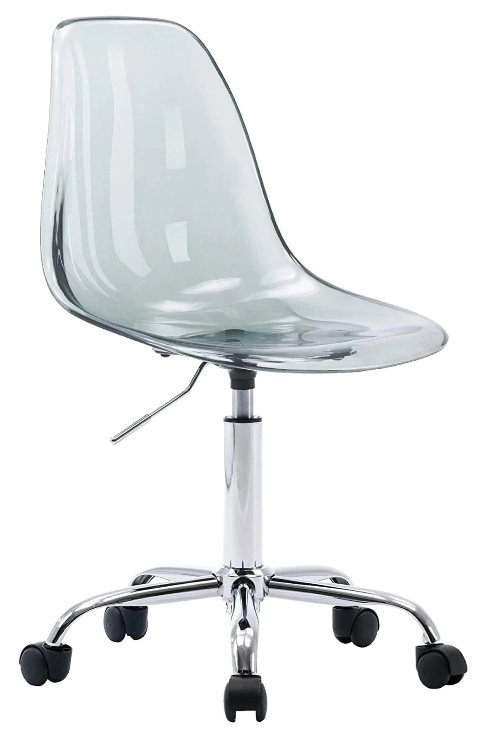 Echoworld Clear Rolling Chair, Armless Desk Chair with Golden Feet Swivel Molded Plastic Shell Adjustable Home Office Chair with Wheels, Clear