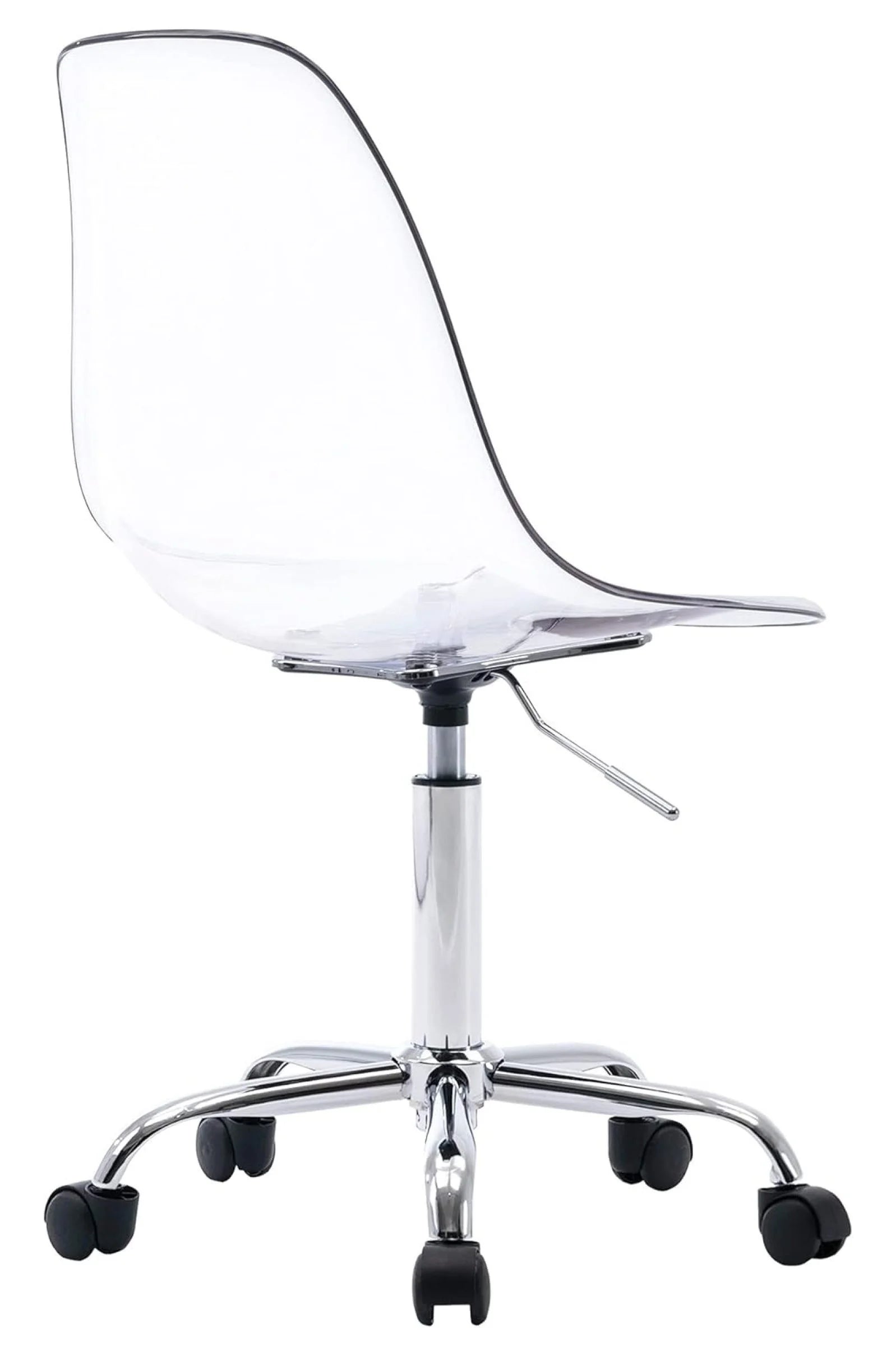 Echoworld Clear Rolling Chair, Armless Desk Chair with Golden Feet Swivel Molded Plastic Shell Adjustable Home Office Chair with Wheels, Clear