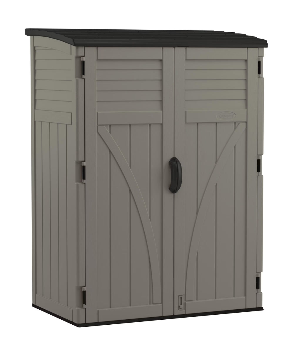 Suncast 54 cu ft Vertical Shed Outdoor Storage for Patio and Garage, Stoney