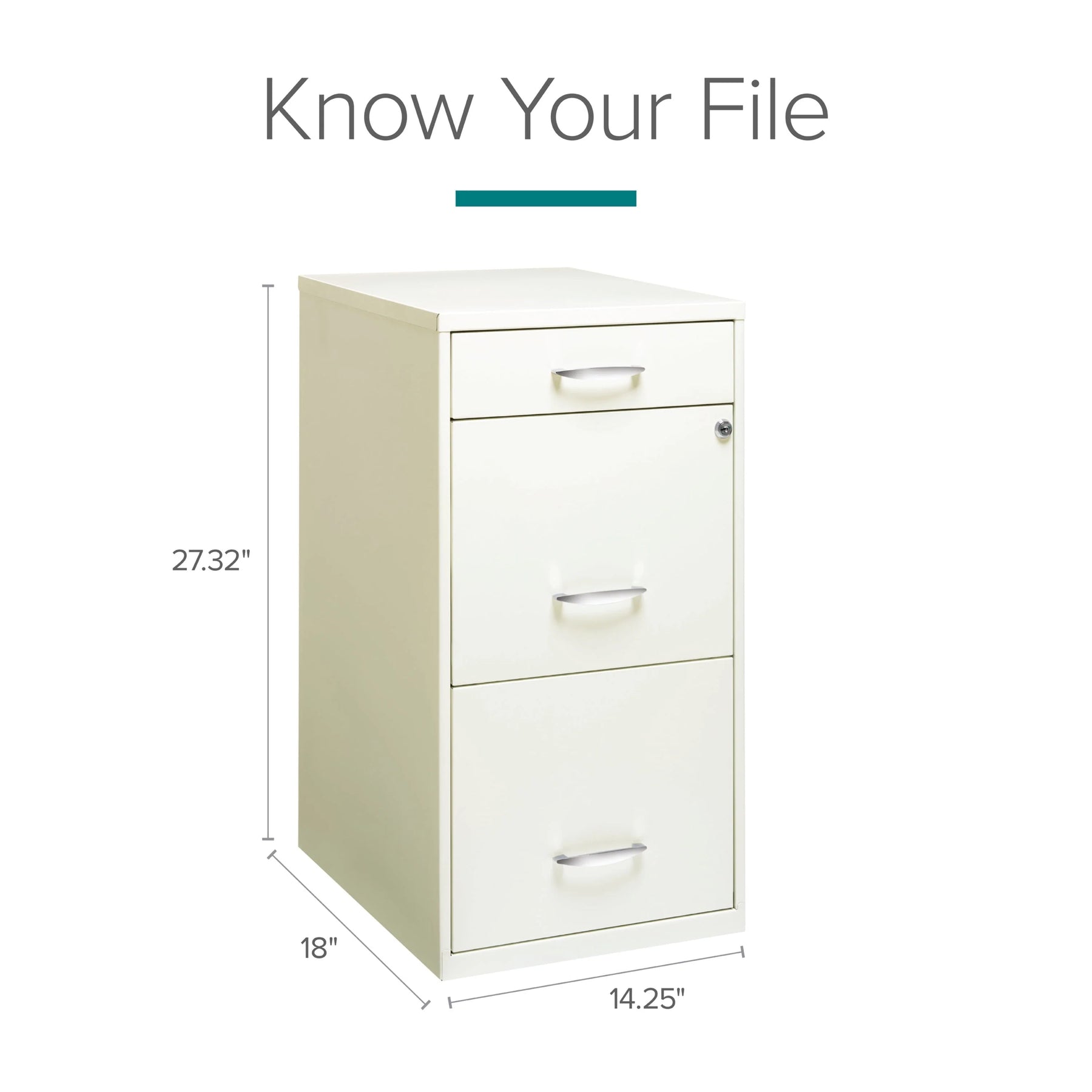 Space Solutions 3 Drawer Letter Width Vertical File Cabinet with Pencil Drawer, White